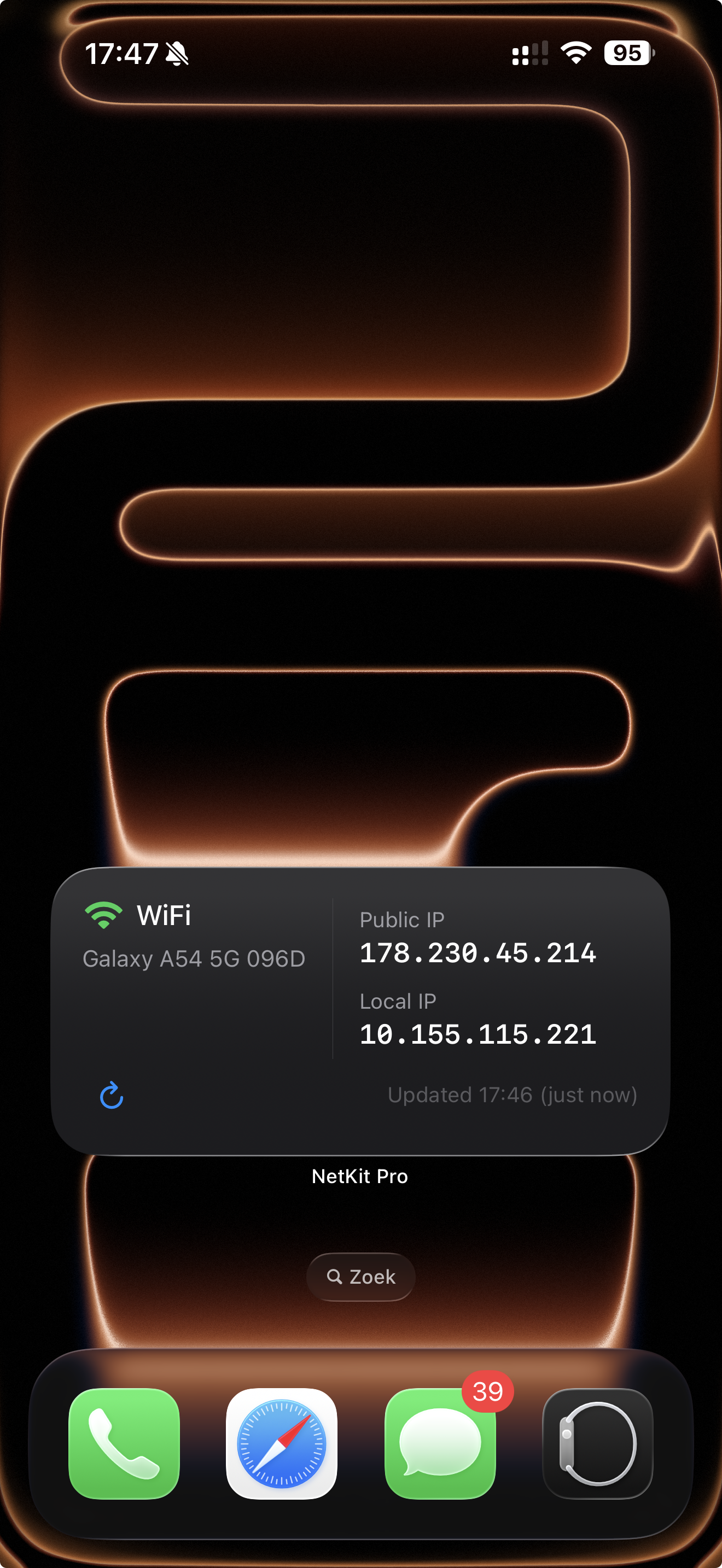 NetKit Pro large home screen widget with detailed info