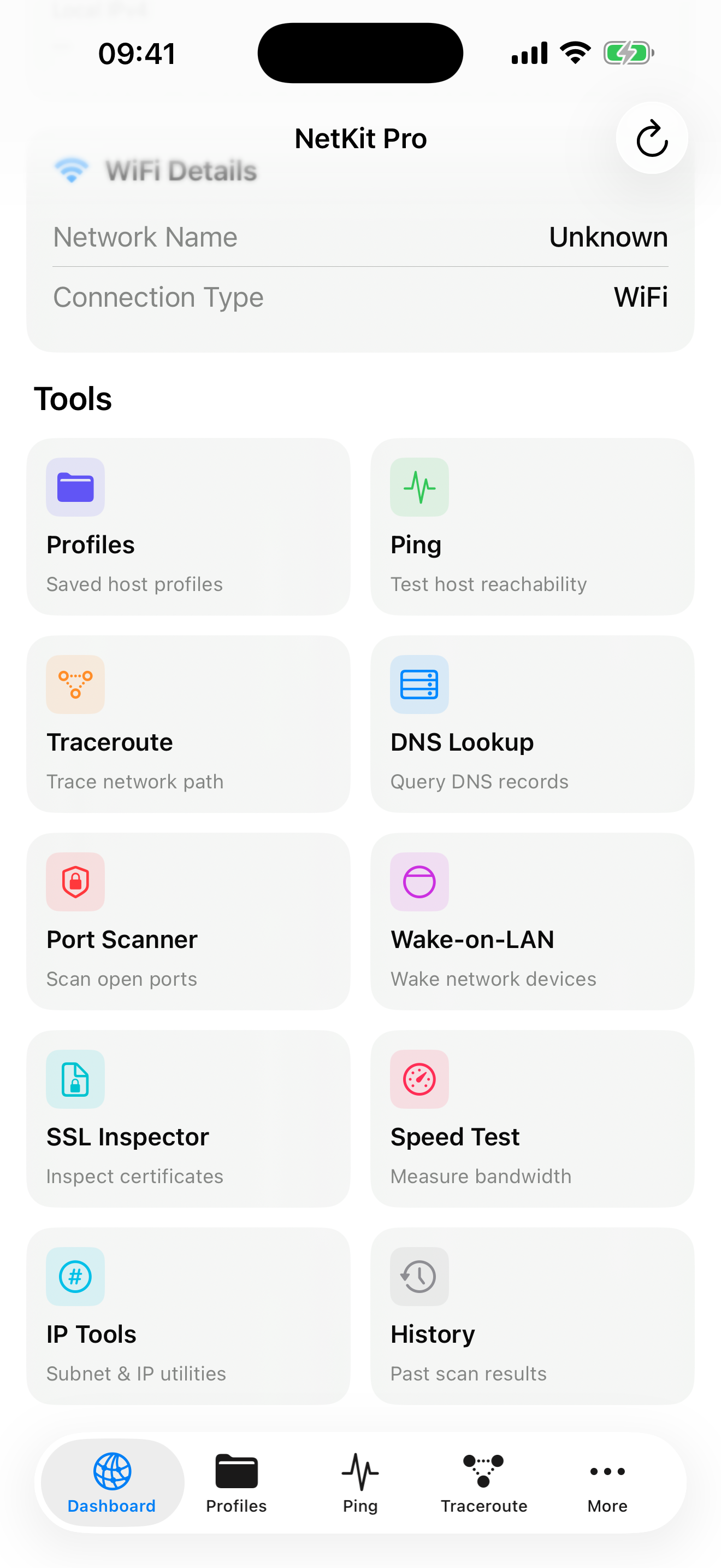 NetKit Pro dashboard with network status overview