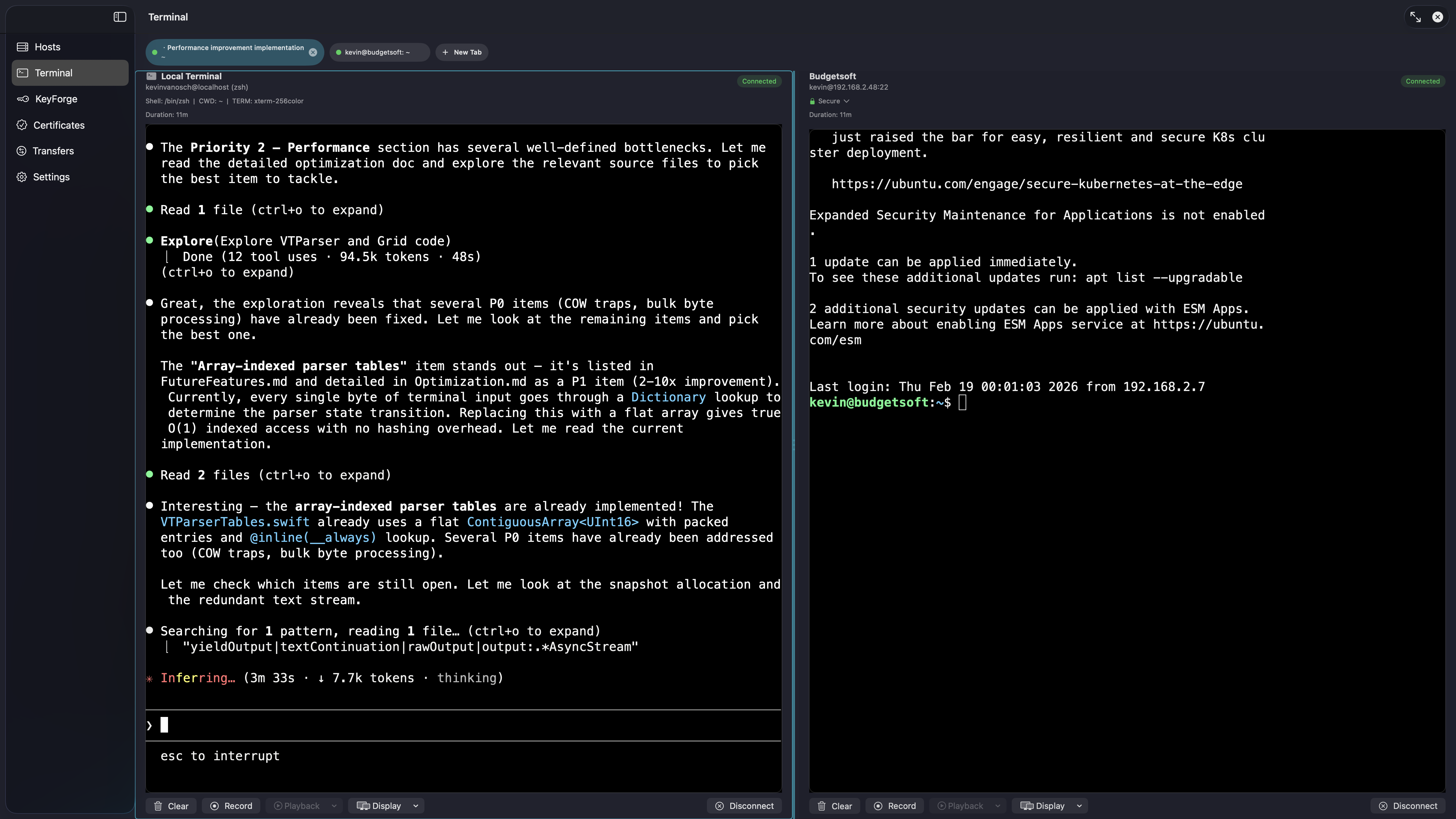 ProSSH Mac split screen with multiple terminal panes